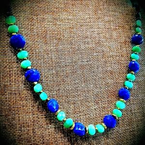 Natural Lapis, Chrysoprase,14KGF Necklace. 19"